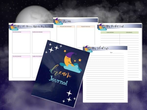 Dream Journal Dream Diary Printable Notebook Dreaming Interpretation Sleep Tracker Moon Digital Download Classic Happy PDF Inserts A4 Letter - Image 2