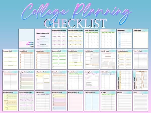 College Planning Checklist Printable Planner College Visit Student Digital Download Lessons Courses Application Graduation Physical Academic - Image 2