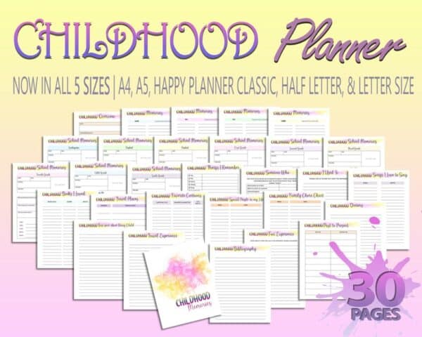 Childhood Memory Book Baby Shower Gift Keepsake Journal New Baby Milestones Planner Printable Digital Download Baby Book Memories Planner