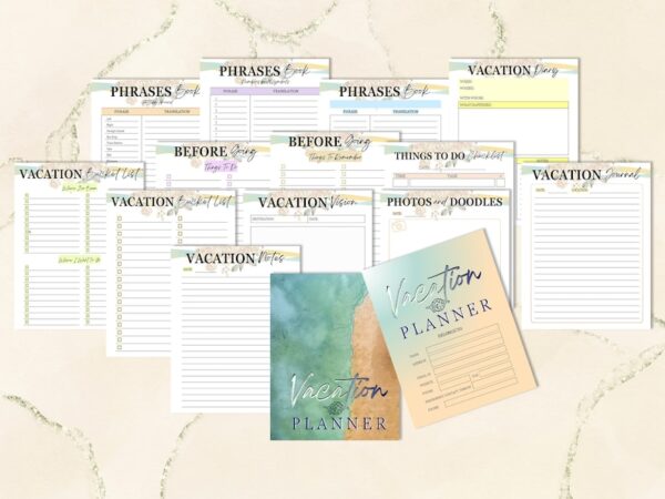 Vacation Planner Planning Journal Hotel Mountain Beach Cruise Island Printable Digital Download Travel Budget Trip Classic Happy PDF - Image 4