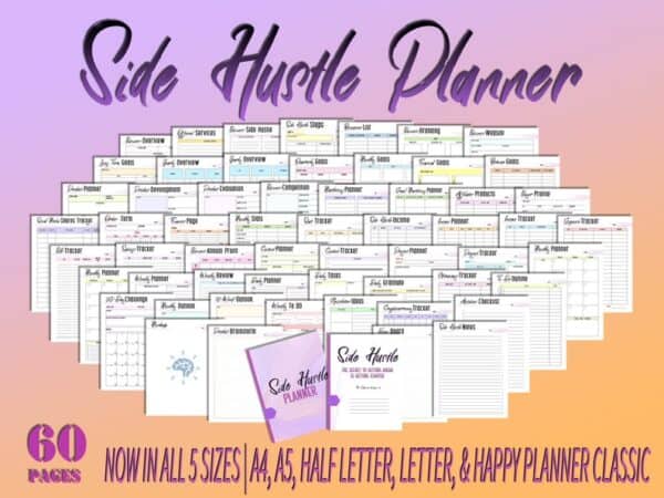 Side Hustle Freelance Business Planner Printable Solopreneur Budget Goals Digital Download Work from Home Small Business Classic Happy