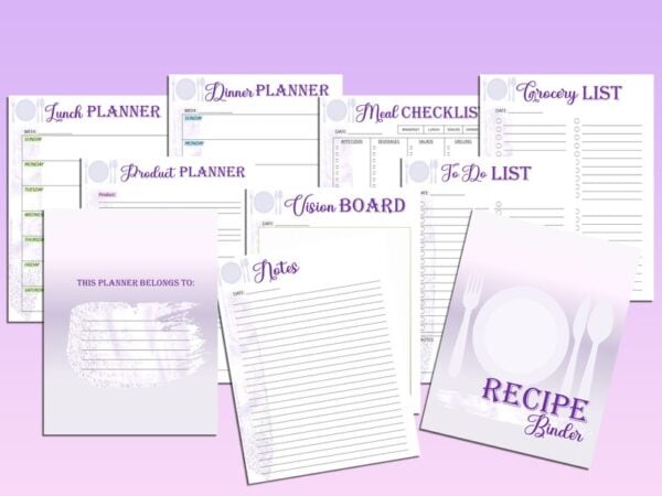 Meal Planner Printable Food Inventory Monthly Weekly Digital Menu Recipe Grocery Book Planner Breakfast Lunch Dinner Kitchen Refrigerator - Image 6