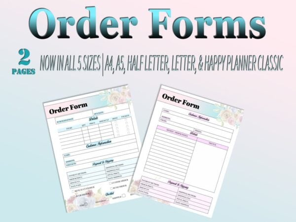 Order Form Template Etsy Shop Store Digital Crafters Jewelry Craft Small Business Printable Planner Insert Happy Printable Half