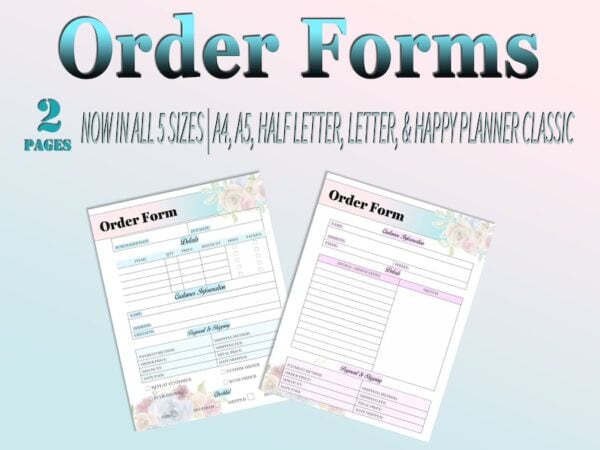 EDITABLE Order Form Template Etsy Shop Store Digital Crafters Jewelry Craft Small Business Printable Planner Insert Happy Printable Half