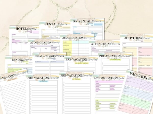 Vacation Planner Planning Journal Hotel Mountain Beach Cruise Island Printable Digital Download Travel Budget Trip Classic Happy PDF - Image 6