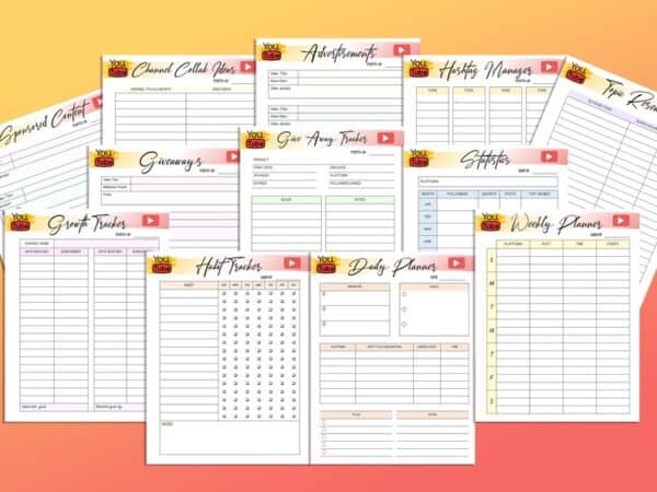 Youtube Planner Social Media Video Vlog Tracker Printable Business Planner Digital Download Marketing Planner Classic Happy PDF Inserts - Image 2