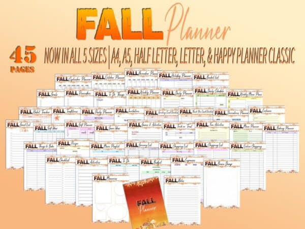 Fall Planner Halloween Planner Printable Holiday Autumn Digital Download Gift Menu Fall Binder Classic Happy PDF Inserts A4 A5 Letter Half