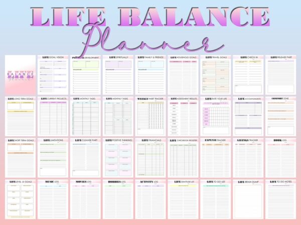 Life Balance Planner Self Care Self Improvement Journal Personal Development Goal Setting Printable Digital Download Binder Classic Happy PD - Image 7