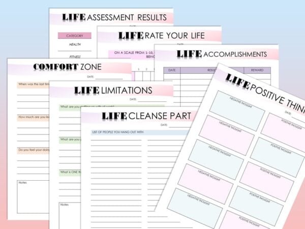 Life Balance Planner Self Care Self Improvement Journal Personal Development Goal Setting Printable Digital Download Binder Classic Happy PD - Image 4