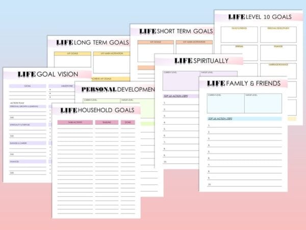 Life Balance Planner Self Care Self Improvement Journal Personal Development Goal Setting Printable Digital Download Binder Classic Happy PD - Image 3