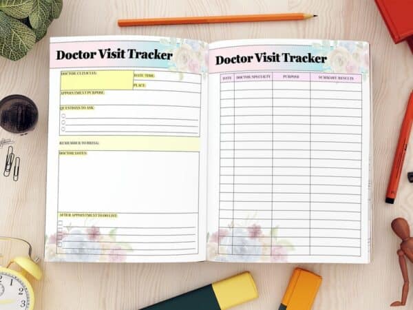Doctor Visit Tracker Medical Planner Log Appointments Health Tracker Reminder Printable Digital Download Classic Happy PDF Inserts A4 Letter - Image 2