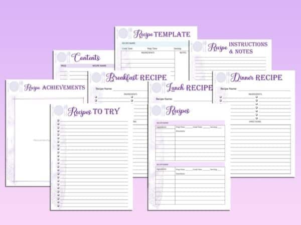 Meal Planner Printable Food Inventory Monthly Weekly Digital Menu Recipe Grocery Book Planner Breakfast Lunch Dinner Kitchen Refrigerator - Image 2