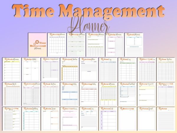 Time Management Planner Printable Pomodoro Goals Time Tracker Digital Download Year End Review Time Blocking Organization Productivity Daily - Image 2