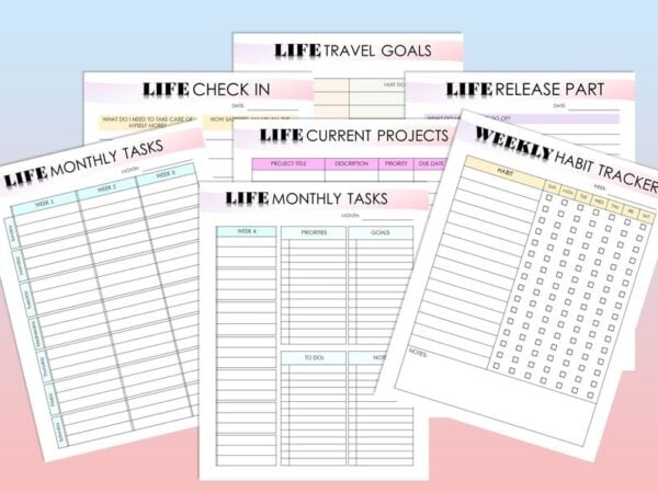 Life Balance Planner Self Care Self Improvement Journal Personal Development Goal Setting Printable Digital Download Binder Classic Happy PD - Image 2