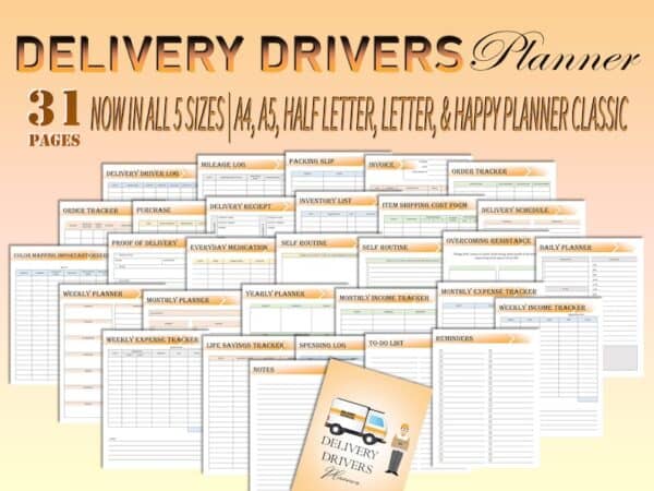 Delivery Driver Bus Truck Planner Mailman Delivery Person UPS Fedex USPS Amazon Food Grocery Printable Solopreneur Digital Download