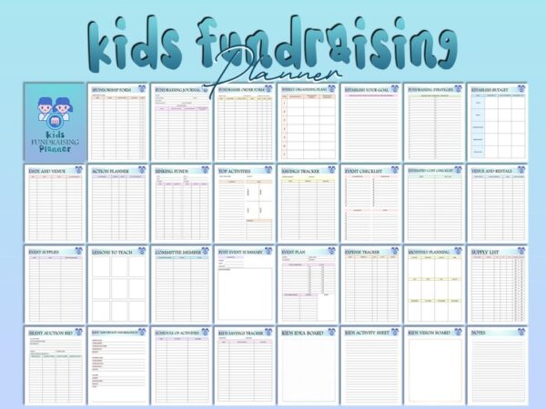 Kids Fundraising Planner Digital Download Sponsorship Fundraiser Organizing Goal Budget Checklist Expense Tracker Classic Happy PDF Inserts - Image 4