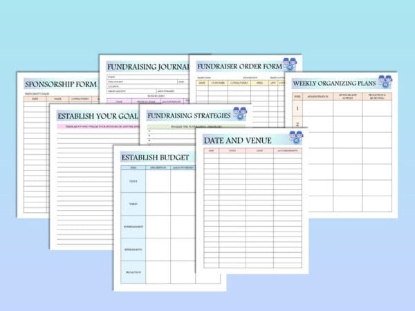 Kids Fundraising Planner Digital Download Sponsorship Fundraiser Organizing Goal Budget Checklist Expense Tracker Classic Happy PDF Inserts - Image 6