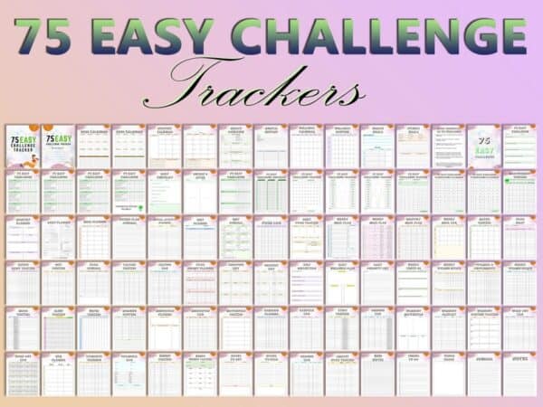 75 Soft, Hard Medium and Easy Challenge Tracker Bundle TikTok Weight Loss Journal Lifestyle Planner Workout Fitness Printable Digital Self - Image 6