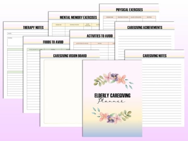 CareGiver Planner Elderly Caregiving Planner Elder Care Home Care Senior Care Home Health Care Digital Download Classic Happy PDF Inserts - Image 3