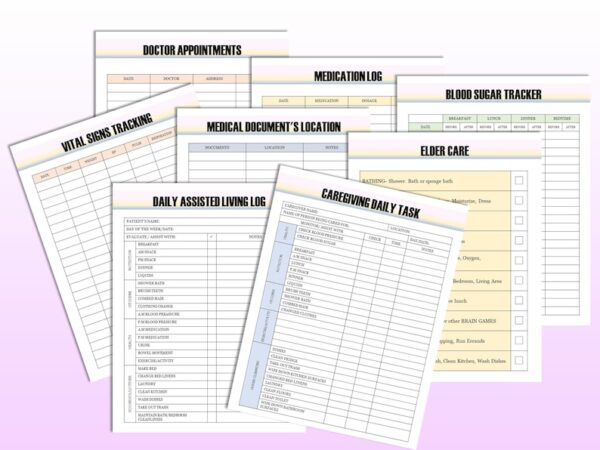 CareGiver Planner Elderly Caregiving Planner Elder Care Home Care Senior Care Home Health Care Digital Download Classic Happy PDF Inserts - Image 2