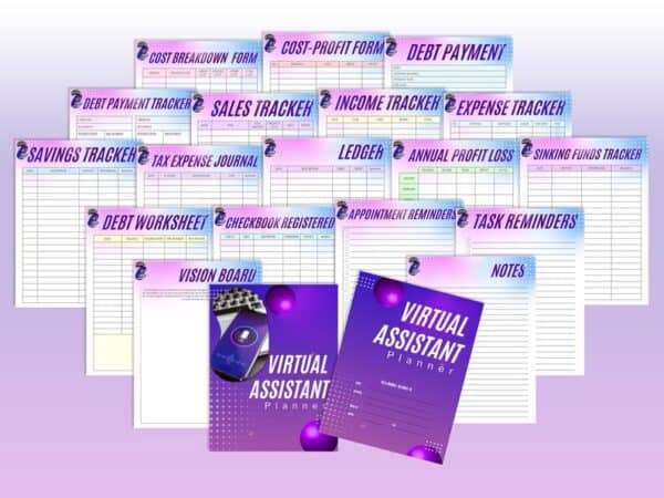 Virtual Assistant Planner Contract Side Hustle Freelance VA Social Media Portfolio Printable Solopreneur Digital Work from Home Small Busnss - Image 6