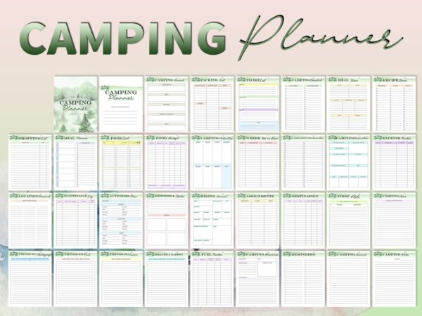 Camping Planner Travel Journal Vacation Girls Camp Boys Camp Summer Campout Printable Digital Download Travel Budget Trip Planner Classic - Image 2