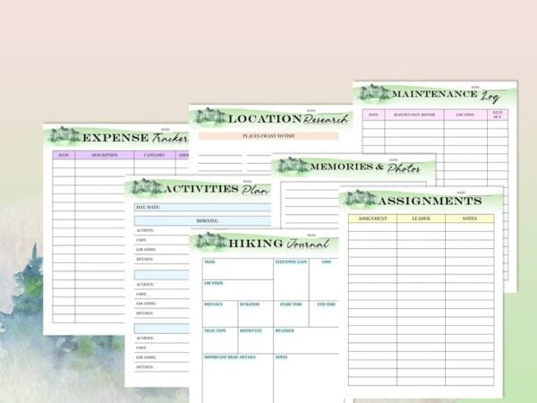 Camping Planner Travel Journal Vacation Girls Camp Boys Camp Summer Campout Printable Digital Download Travel Budget Trip Planner Classic - Image 5