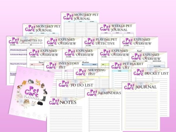 Pet Sitter Planner Pet Care Puppy Dog Cat Training Pet Organizer Printable Digital Download Classic Happy PDF Inserts A4 A5 Letter Half - Image 6