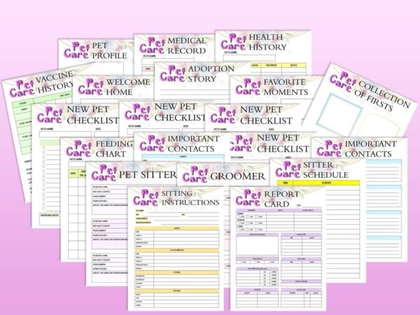 Pet Sitter Planner Pet Care Puppy Dog Cat Training Pet Organizer Printable Digital Download Classic Happy PDF Inserts A4 A5 Letter Half - Image 3