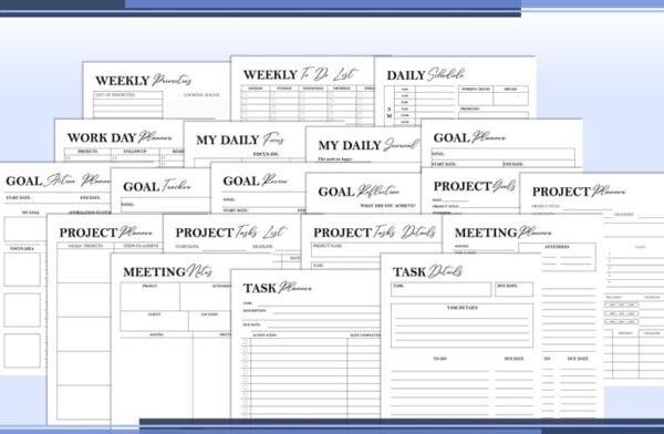 Work from Home Planner Printable Daily Work Planner Home Business Tracker Digital Download Classic Happy PDF Inserts A4 A5 Letter Half - Image 3