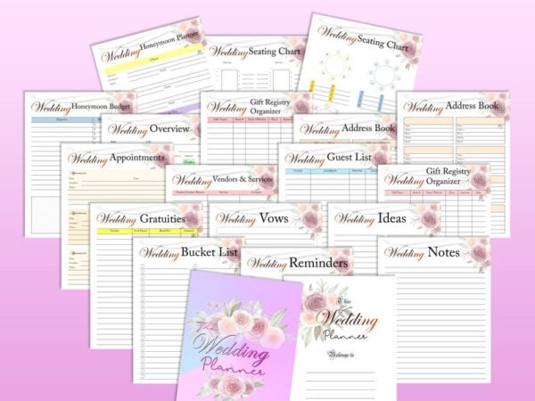 Wedding Planner Printable Wedding Organizer Digital Download Wedding Binder Kit Classic Happy PDF Inserts A4 A5 Letter Half - Image 6