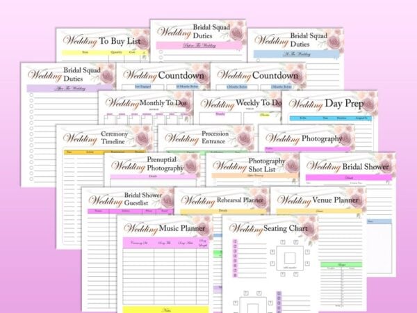 Wedding Planner Printable Wedding Organizer Digital Download Wedding Binder Kit Classic Happy PDF Inserts A4 A5 Letter Half - Image 5