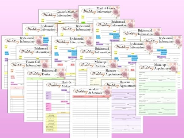 Wedding Planner Printable Wedding Organizer Digital Download Wedding Binder Kit Classic Happy PDF Inserts A4 A5 Letter Half - Image 4