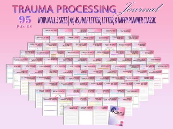 Trauma Processing Journal Grief Therapy Self Care Mood Tracker Planner Depression Printable Mental Health Digital Download Breakdown Emotion