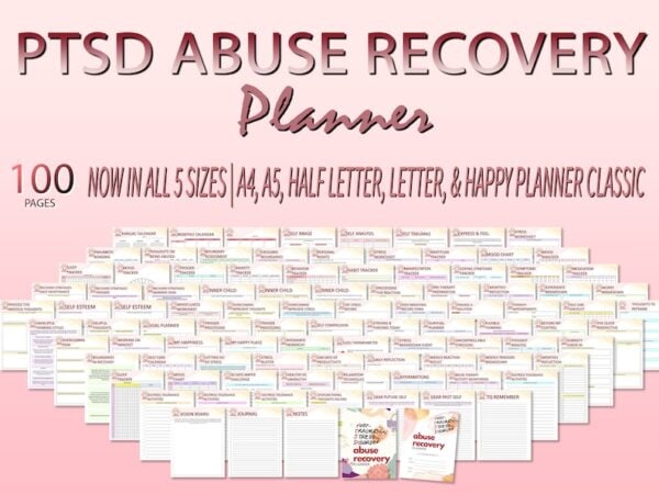 PTSD Abuse Recovery Planner Trauma Processing Journal Trigger SelfCare Depression Printable Mental Health Digital Download Breakdown Emotion