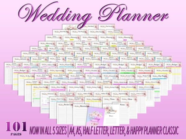 Wedding Planner Printable Wedding Organizer Digital Download Wedding Binder Kit Classic Happy PDF Inserts A4 A5 Letter Half