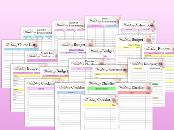 Wedding Planner Printable Wedding Organizer Digital Download Wedding Binder Kit Classic Happy PDF Inserts A4 A5 Letter Half - Image 3