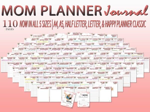 Mom Planner Journal Printable Mother Mother's Day Home Management Digital Download Baby Planner Household Mommy Classic Happy PDF