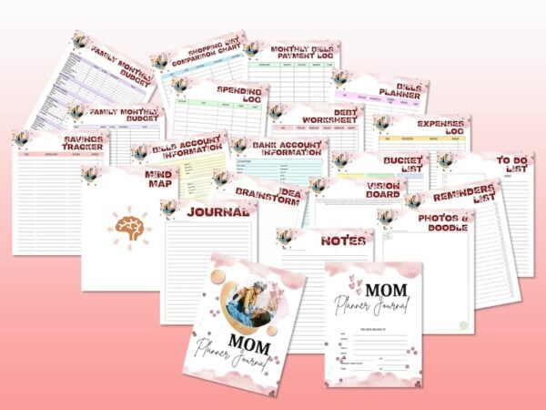 Mom Planner Journal Printable Mother Mother's Day Home Management Digital Download Baby Planner Household Mommy Classic Happy PDF - Image 2