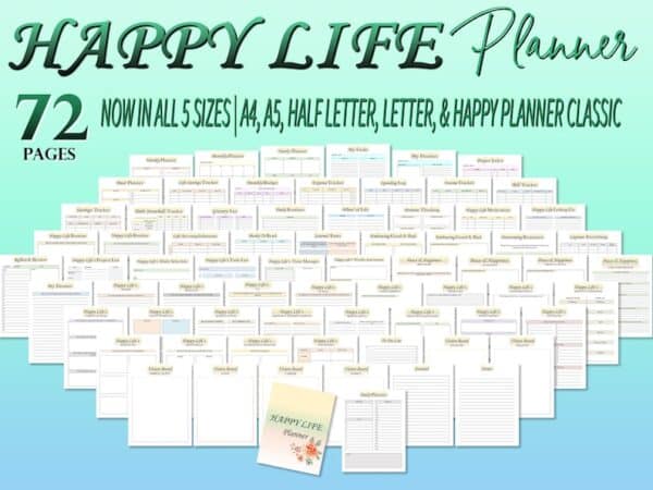 Happy Life Planner Self Care Journal Happiness Changer Printable Versatile Digital Download Life Binder Classic Happy PDF Inserts A4 Letter