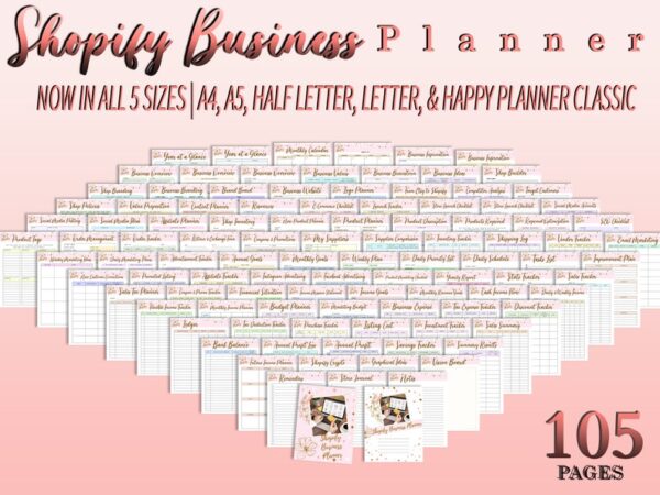 Shopify Store Business Planner Side Hustle Freelance Printable Solopreneur Budget Goals Ecommerce Work from Home Small Business Worksheet