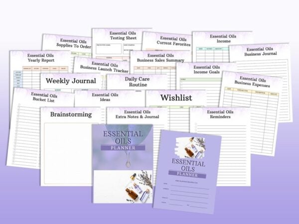 Essential Oils Planner Self Care Journal Printable Mental Health Digital Mindfulness Benefits Young Living Aromatherapy Anxiety Relax Recipe - Image 3