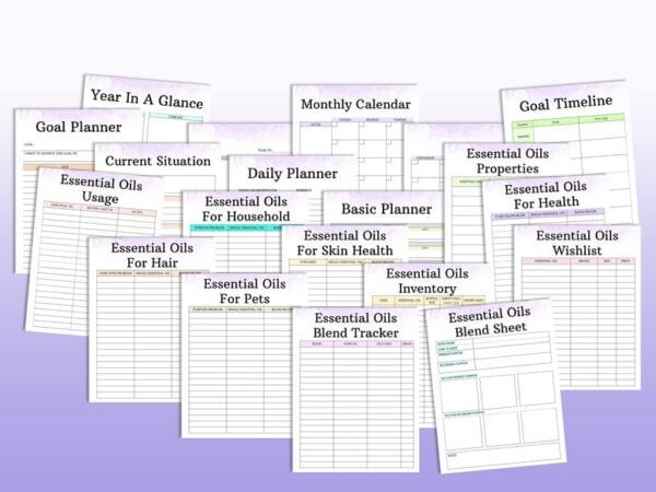 Essential Oils Planner Self Care Journal Printable Mental Health Digital Mindfulness Benefits Young Living Aromatherapy Anxiety Relax Recipe - Image 2