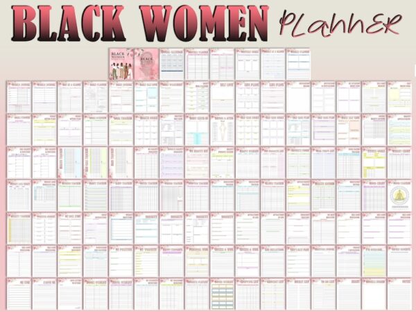 Black Woman Planner Printable African American BIPOC Boss Babe Afro Life Planner Monthly Weekly Annual Goal Digital Download Monthly Planner - Image 2