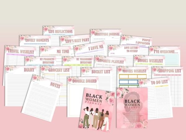 Black Woman Planner Printable African American BIPOC Boss Babe Afro Life Planner Monthly Weekly Annual Goal Digital Download Monthly Planner - Image 3