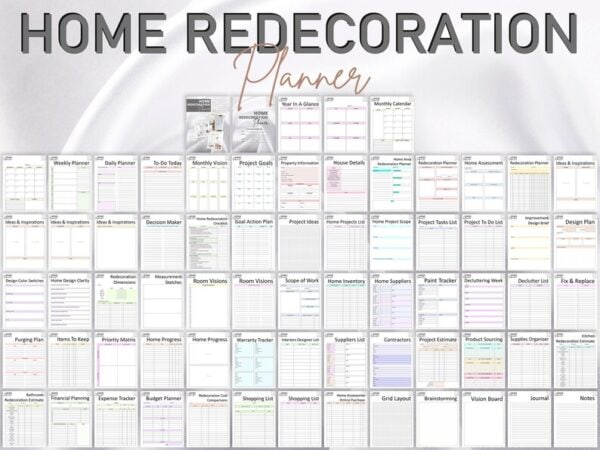 Home Decor Planner Home Decoration Redecoration Renovation Beautification Planner Printable Declutter Organizing Home Management Classic - Image 4