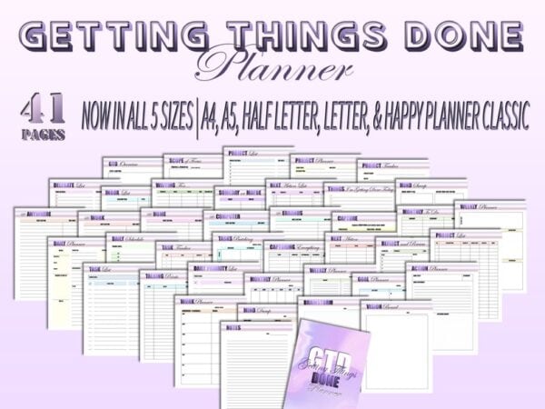 Getting Things Done Planner GTD Daily Tasks Manager Productivity Planner Printable Daily Tasks Tracker Digital Download Project Planner