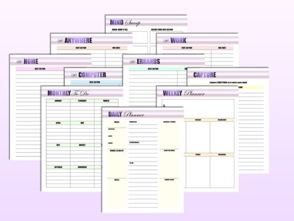 Getting Things Done Planner GTD Daily Tasks Manager Productivity Planner Printable Daily Tasks Tracker Digital Download Project Planner - Image 3