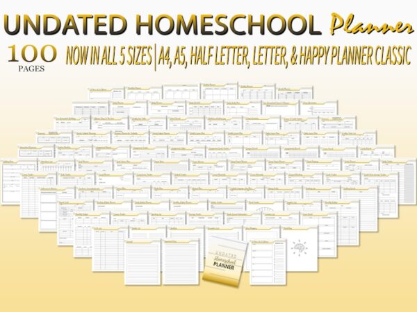 Homeschool Planner Printable Academic Digital Download Lessons Planner Student Teaching Planner Classic Happy PDF Insert A4 A5 Letter Half