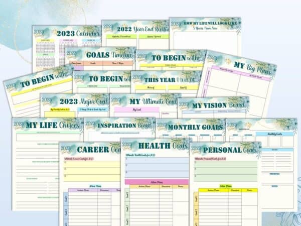 Success 2023 Planner Calendar Daily Goals Tracker Productivity Life Project Printable Digital Download Challenge Monthly Weekly Hourly - Image 5